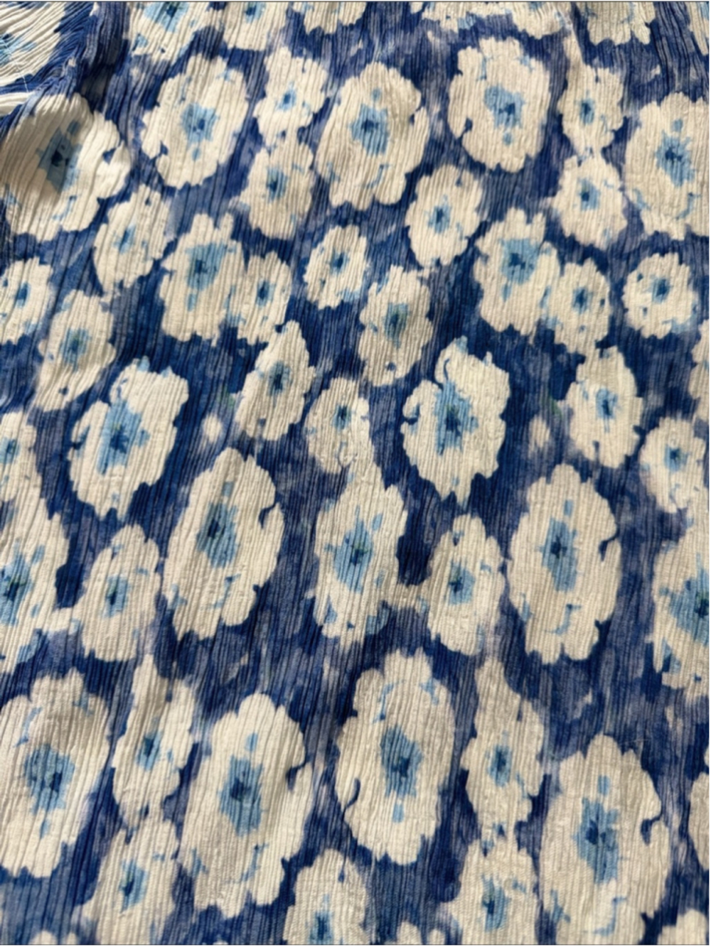 Rails Paris Top womens XS blue floral print crepey material tiered sleeve blouse - Picture 8 of 8